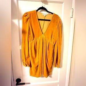 Velvet mustard mini dress